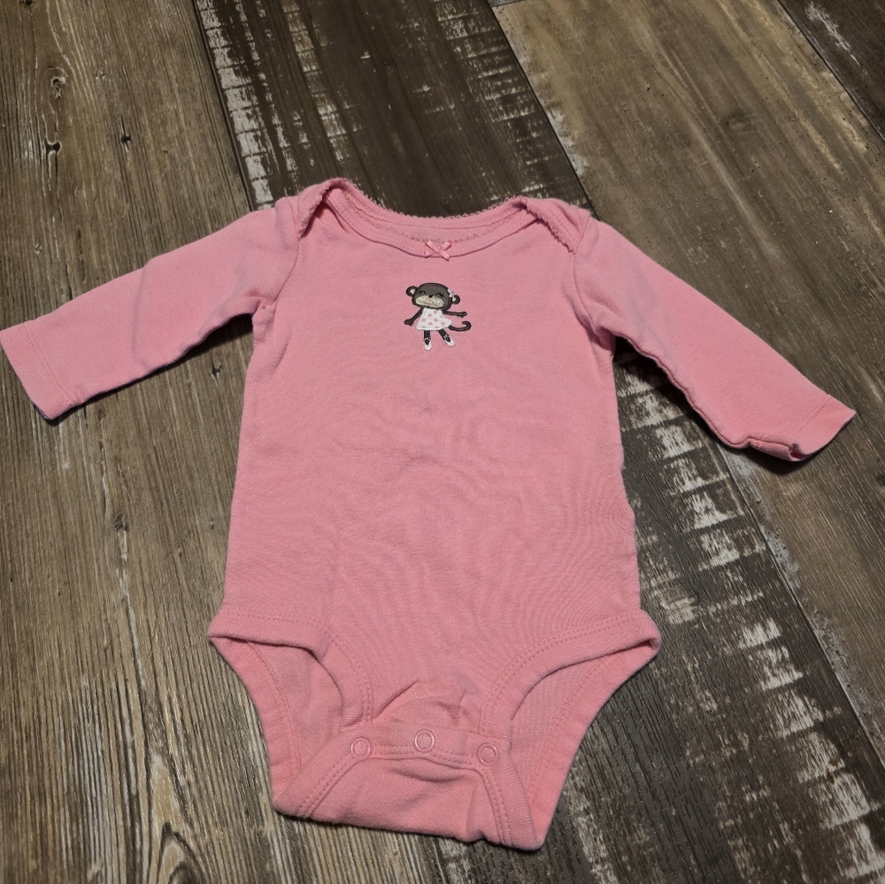 Carter's Pink Long Sleeve Bodysuit with Cute Character